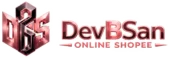 DevBSan Online Shopee official 3D logo in glossy rose gold metallic finish.